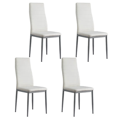 Dining Chairs Set of 4 Leather Channel Tufted White