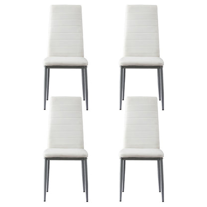 Dining Chairs Set of 4 Leather Channel Tufted White