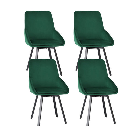 Artiss Dining Chairs Set of 4 Velvet Swivel Base Green Furniture > Dining > Kitchen & Dining Chairs