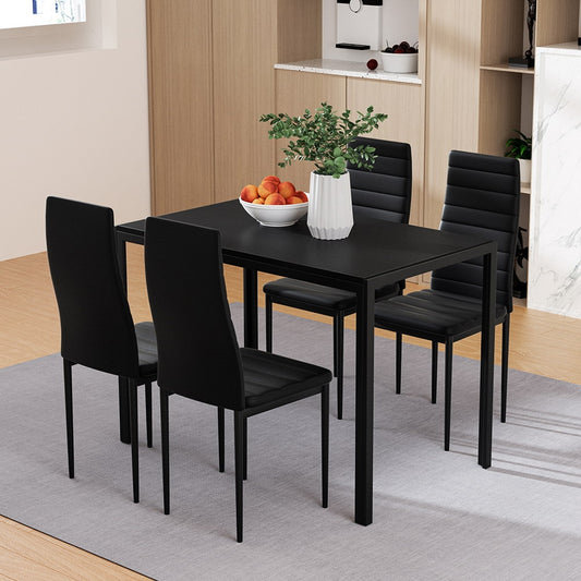 Artiss Dining Chairs and Table Dining Set 4 Chair Set Of 5 Black - Furniture > Dining > Dining Set