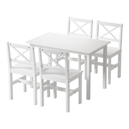 Artiss Dining Chairs and Table Dining Set 4 Cafe Chairs Set Of 5 4 Seater White - Furniture > Dining > Dining Set
