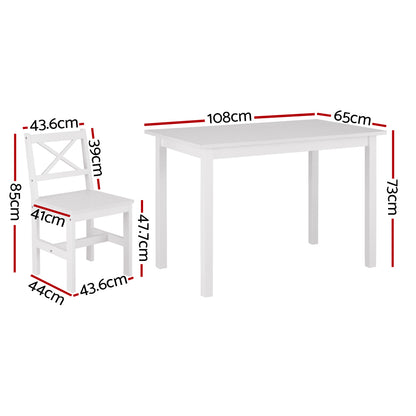 Artiss Dining Chairs and Table Dining Set 4 Cafe Chairs Set Of 5 4 Seater White - Furniture > Dining > Dining Set