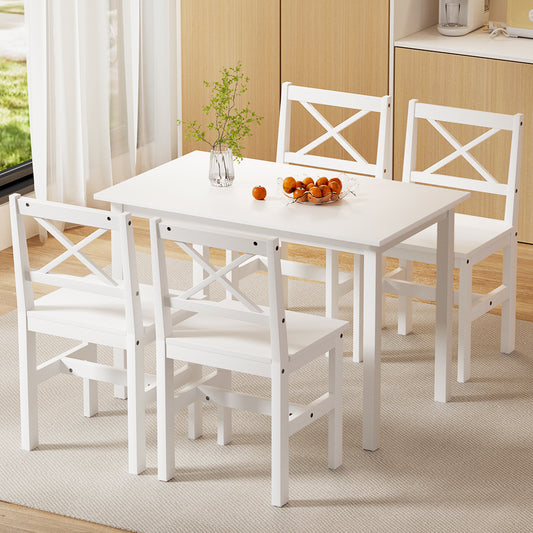 Artiss Dining Chairs and Table Dining Set 4 Cafe Chairs Set Of 5 4 Seater White - Furniture > Dining > Dining Set