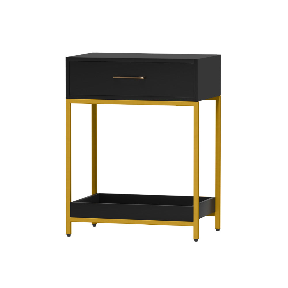 Artiss Bedside Table Drawers Side Table Shelf Storage Nightstand Black MASON Furniture > Bedroom > Bedside Tables