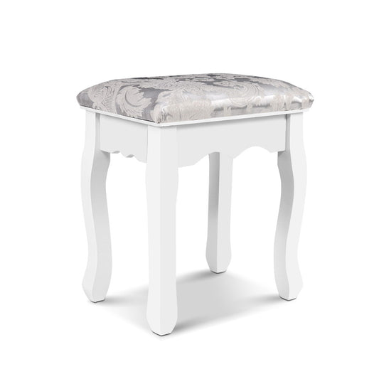 Artiss Dressing Table Stool Velvet White - Furniture > Bar Stools & Chairs
