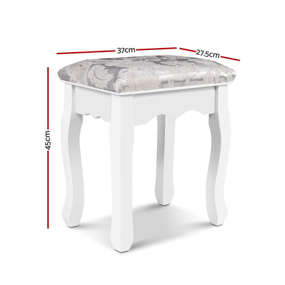 Artiss Dressing Table Stool Velvet White - Furniture > Bar Stools & Chairs
