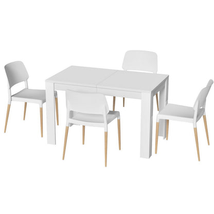 1 Artiss Dining Table and 4 Chairs Set White Wood - Furniture > Dining > Dining Set