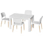 1 Artiss Dining Table and 4 Chairs Set White Wood - Furniture > Dining > Dining Set