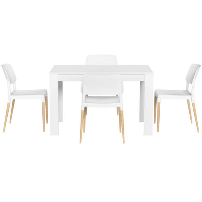 1 Artiss Dining Table and 4 Chairs Set White Wood - Furniture > Dining > Dining Set