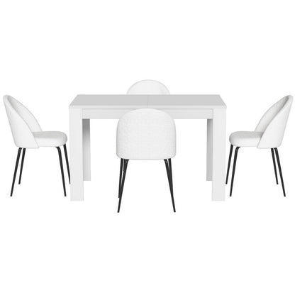 1 Artiss Dining Table and 4 Chairs Set White Sherpa - Furniture > Dining > Dining Set