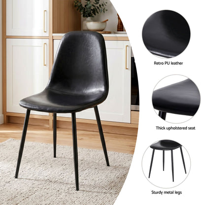 Artiss Dining Table and Chairs Set 5pcs Foldable with 2 Drawers Black and White
