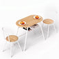 Artiss Oval Dining Table Set 3PC Space-Saving Bistro Kitchen Storage Wine Rack Natural White
