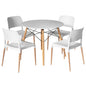 1 Artiss Dining Table and 4 Chairs Set Round White Furniture > Dining > Dining Set