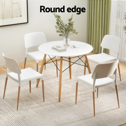 1 Artiss Dining Table and 4 Chairs Set Round White Furniture > Dining > Dining Set