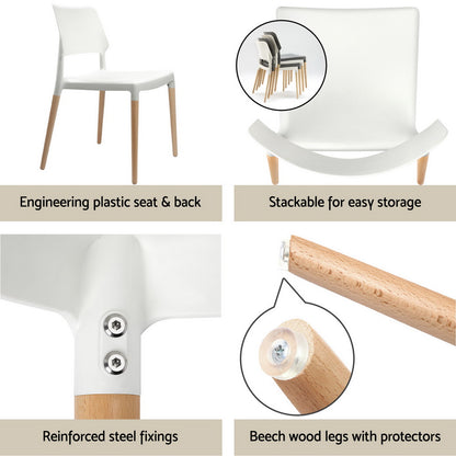 1 Artiss Dining Table and 4 Chairs Set Round White Furniture > Dining > Dining Set