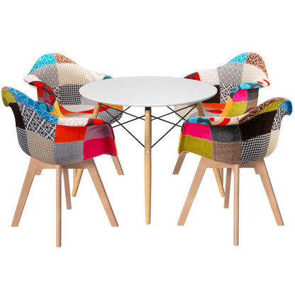 1 Artiss Dining Table and 4 Chairs Set DSW White Furniture > Dining > Dining Tables