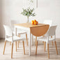 Dining Table and Chairs Set 5PCS, 75-110cm Drop-Leaf Table, with 4 Dining Chairs White Wooden, 4 Seater Dining Table Set for Kitchen, Apartment, Café