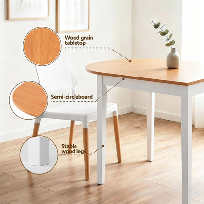 Dining Table and Chairs Set 5PCS, 75-110cm Drop-Leaf Table, with 4 Dining Chairs White Wooden, 4 Seater Dining Table Set for Kitchen, Apartment, Café
