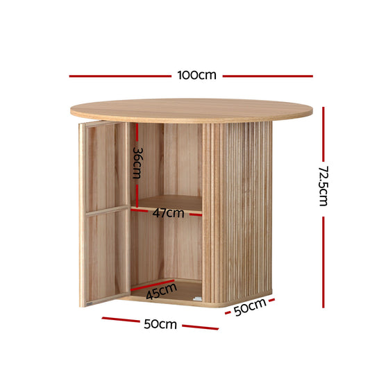 1 Dining Table and 4 Chairs Set Natural Timber