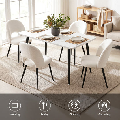 Artiss Dining Table and Chairs Set 5pcs Kitchen Furniture Marble White
