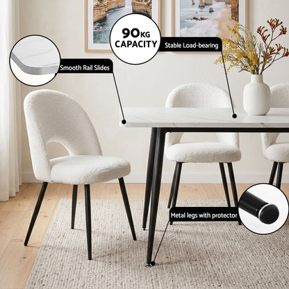 Artiss Dining Table and Chairs Set 5pcs Kitchen Furniture Marble White