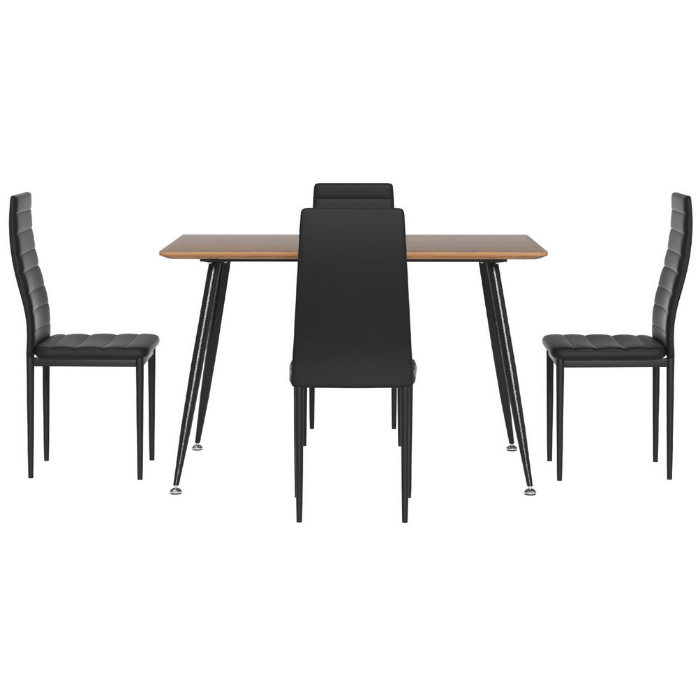 1 Artiss Dining Table and 4 Chairs Set Rectangle Metal - Furniture > Dining > Dining Set