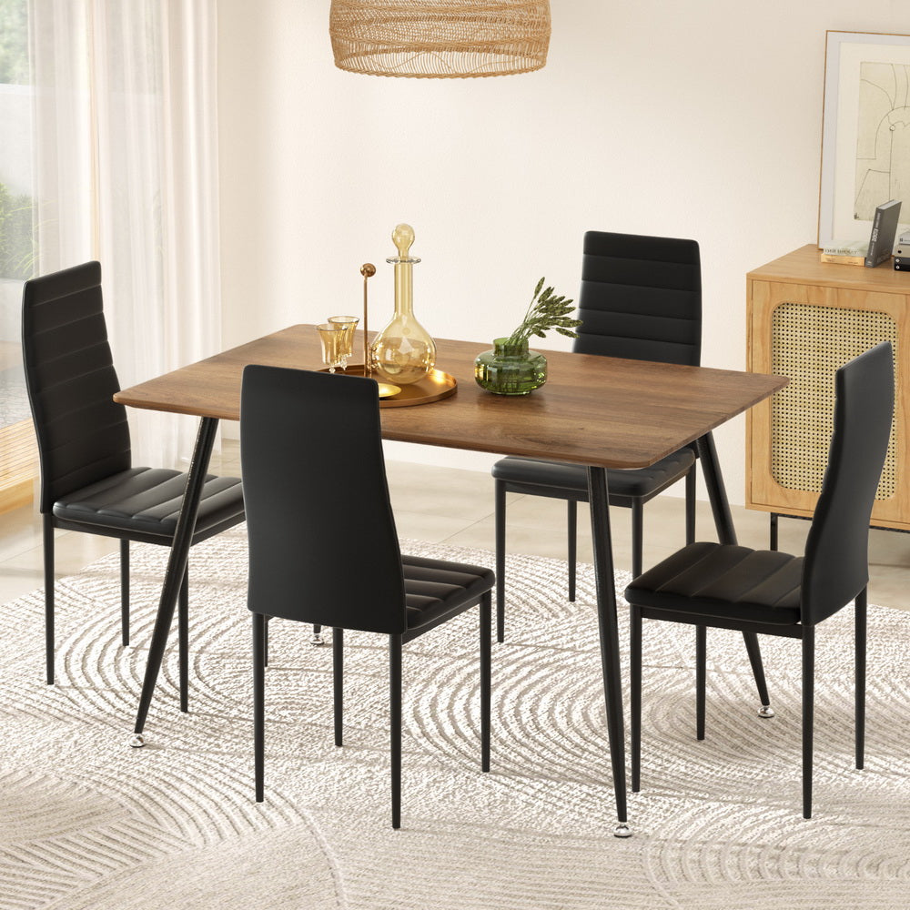 1 Artiss Dining Table and 4 Chairs Set Rectangle Metal - Furniture > Dining > Dining Set