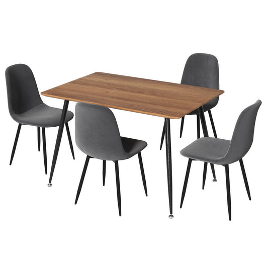 1 Artiss Dining Table and 4 Chairs Set Grey Metal - Furniture > Dining > Dining Set