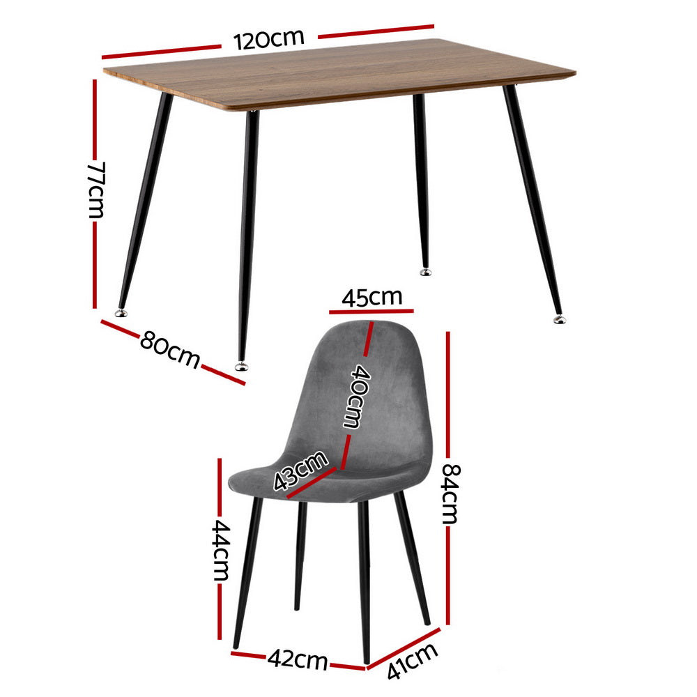 1 Artiss Dining Table and 4 Chairs Set Grey Metal - Furniture > Dining > Dining Set