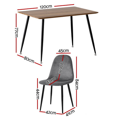 1 Artiss Dining Table and 4 Chairs Set Grey Metal - Furniture > Dining > Dining Set