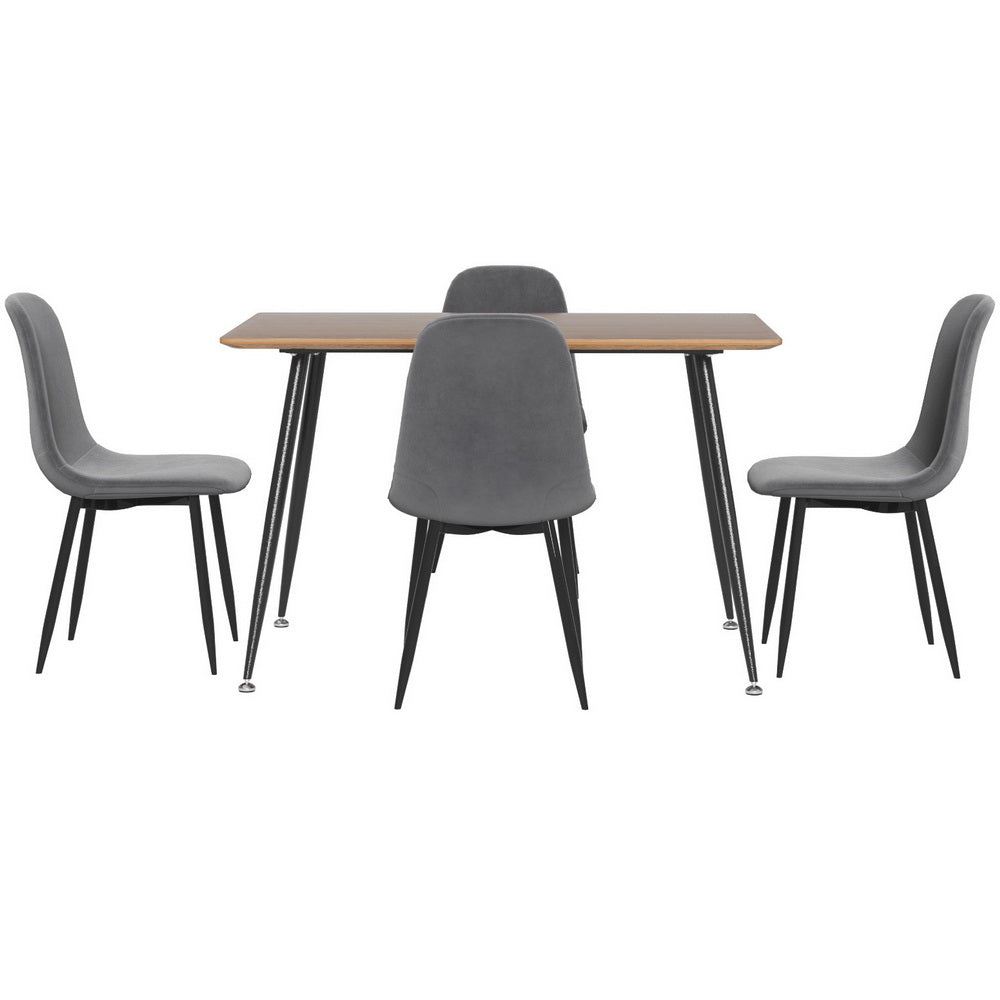 1 Artiss Dining Table and 4 Chairs Set Grey Metal - Furniture > Dining > Dining Set