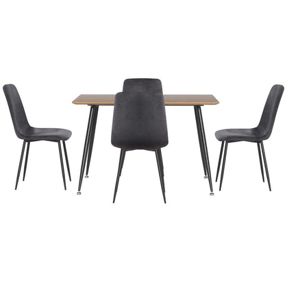 1 Artiss Dining Table and 4 Chairs Set Grey Velvet - Furniture > Dining > Dining Set