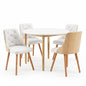 Dining Table and Chairs Set 5PCS Round 4 PU Leather Seater Dining Set White
