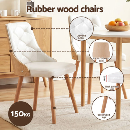 Dining Table and Chairs Set 5PCS Round 4 PU Leather Seater Dining Set White