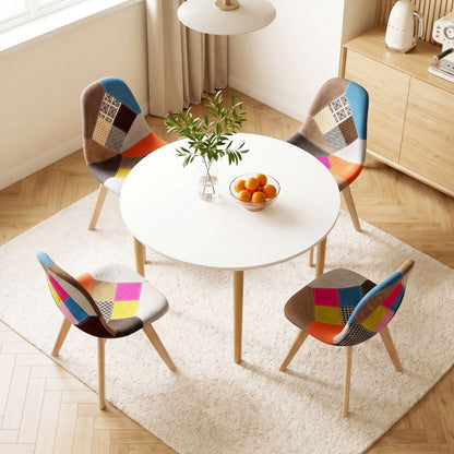 1 Artiss Dining Table and 4 Fabric Eiffel Chairs Set White