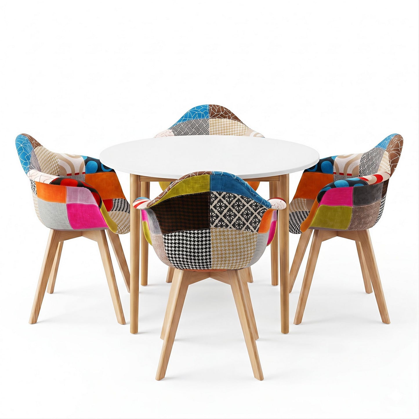 1 Artiss Dining Table and 4 Mid Century Chairs Set White
