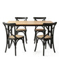 Dining Table and Chairs Set 5PCS Industrial 4 Black Rattan Chairs for Kitchen, Dining Room, Café