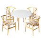 1 Artiss Dining Table and 4 Chairs Set Wishbone Wood Furniture > Dining > Dining Set