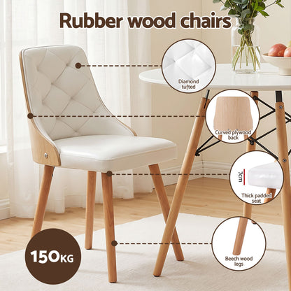 Dining Table and Chairs Set 3PCS 90cm 2 Seater Round Dining Set for Kitchen, Apartment, Dining Room White