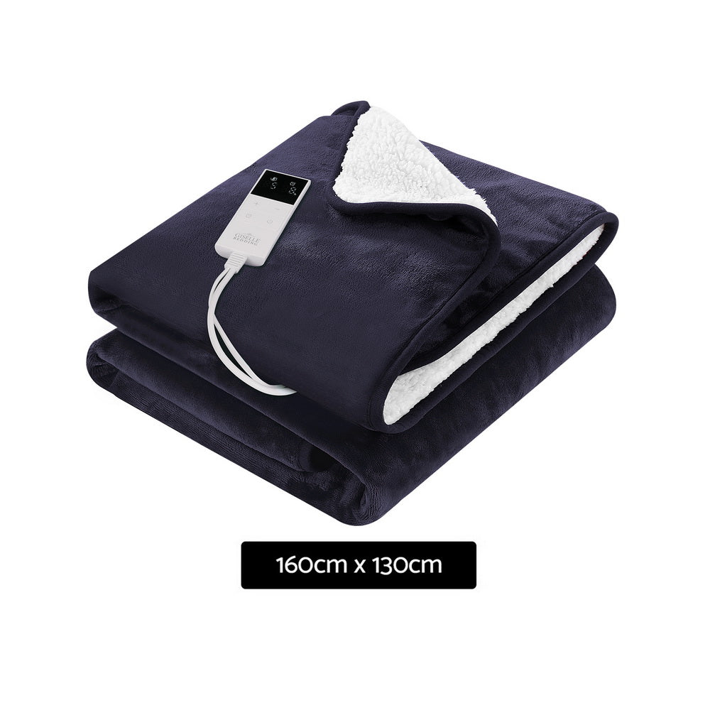 Giselle Electric Throw Rug Heated Blanket Fleece Charcoal - Home & Garden > Bedding > Blankets & Throws