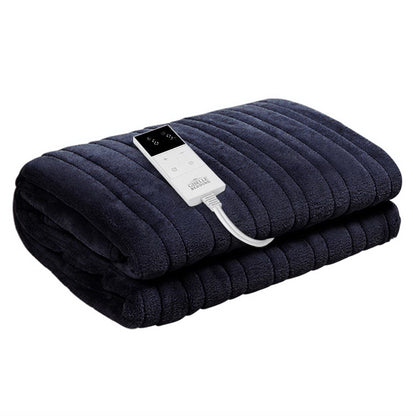Heated Electric Throw Rug Fleece Sunggle Blanket Washable Charcoal - Home & Garden > Bedding > Blankets & Throws