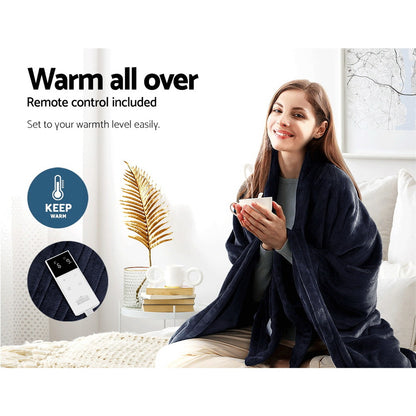 Heated Electric Throw Rug Fleece Sunggle Blanket Washable Charcoal - Home & Garden > Bedding > Blankets & Throws