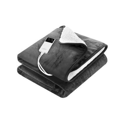 Giselle Electric Throw Rug Heated Blanket Washable Snuggle Flannel Winter Grey - Home & Garden > Bedding > Blankets &