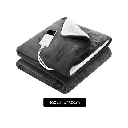 Giselle Electric Throw Rug Heated Blanket Washable Snuggle Flannel Winter Grey - Home & Garden > Bedding > Blankets &