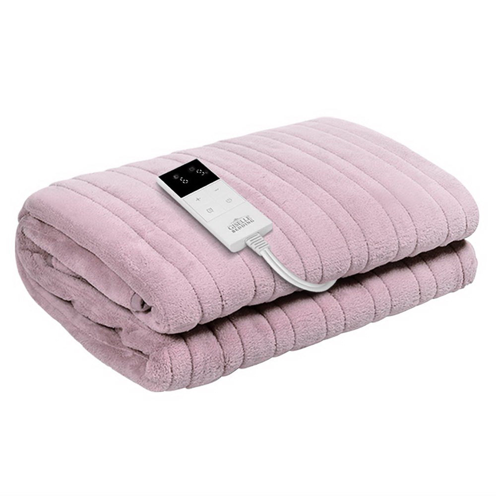Giselle Electric Throw Rug Heated Blanket Fleece Pink - Home & Garden > Bedding > Blankets & Throws