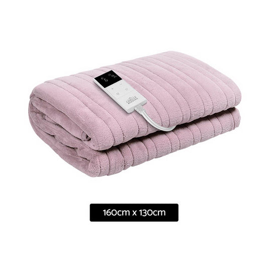 Giselle Electric Throw Rug Heated Blanket Fleece Pink - Home & Garden > Bedding > Blankets & Throws