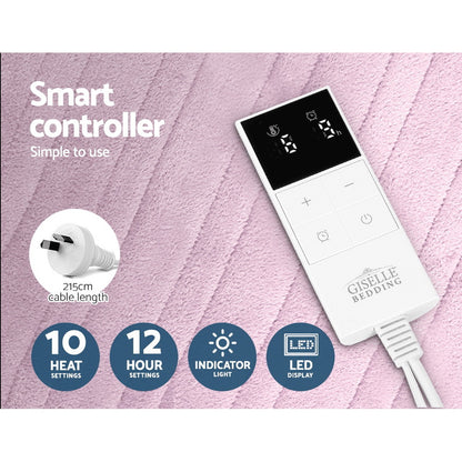 Giselle Electric Throw Rug Heated Blanket Fleece Pink - Home & Garden > Bedding > Blankets & Throws