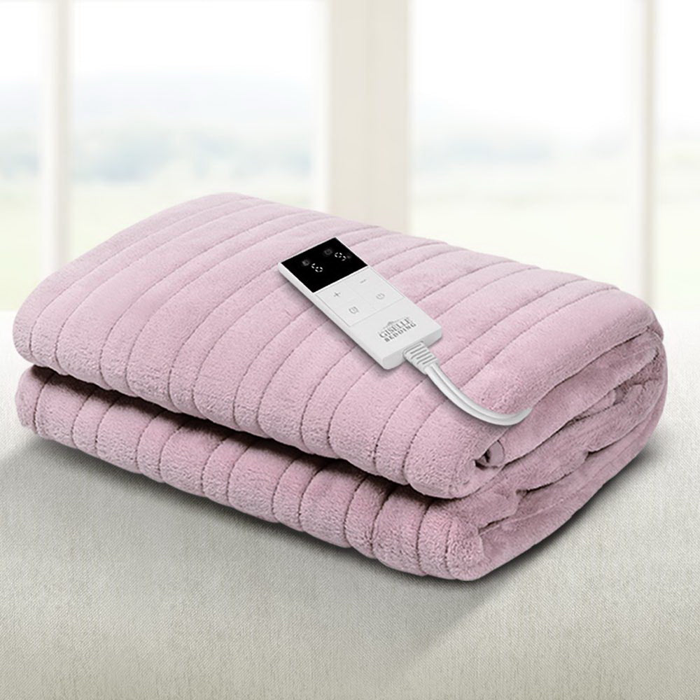 Giselle Electric Throw Rug Heated Blanket Fleece Pink - Home & Garden > Bedding > Blankets & Throws