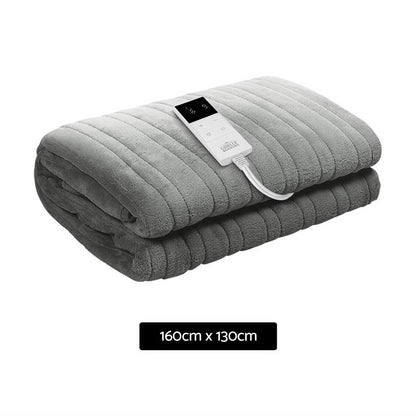 Heated Electric Throw Rug Fleece Sunggle Blanket Washable Silver - Home & Garden > Bedding > Blankets & Throws
