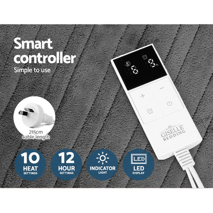 Heated Electric Throw Rug Fleece Sunggle Blanket Washable Silver - Home & Garden > Bedding > Blankets & Throws